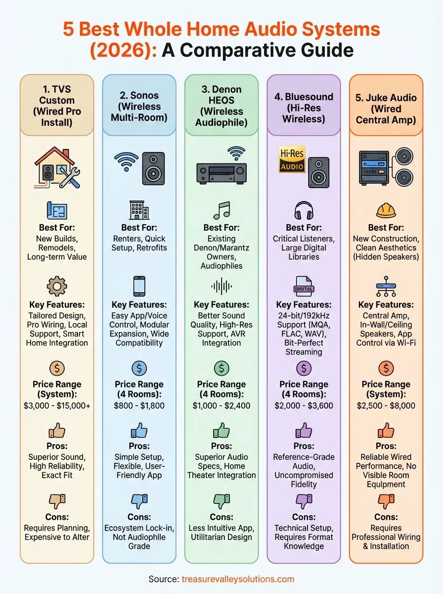 best whole home audio systems infographic